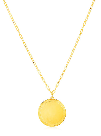 14K Yellow Gold Round Tag Necklace