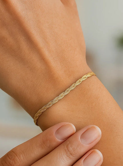 14k Yellow Gold Braided Herringbone Bracelet