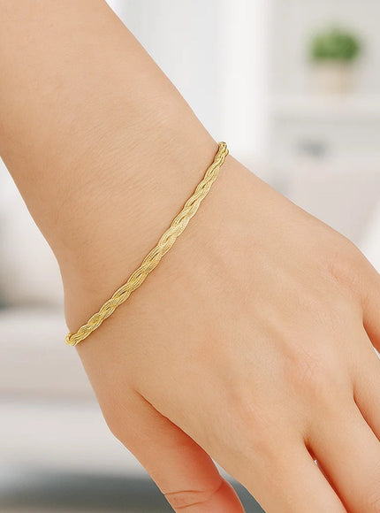 14k Yellow Gold Braided Herringbone Bracelet