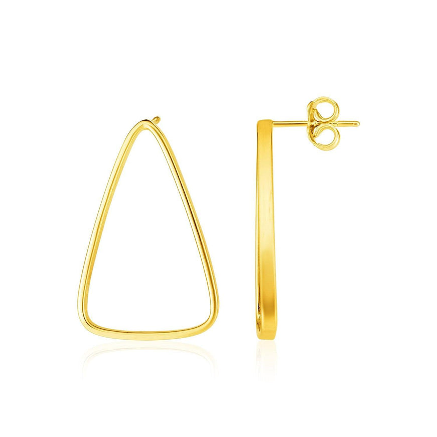 14k Yellow Gold Polished Open Triangle Post Earrings - Ellie Belle