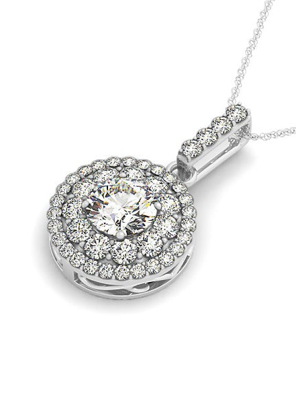14k White Gold Diamond Halo Round Shape Pendant (1 1/4 cttw)