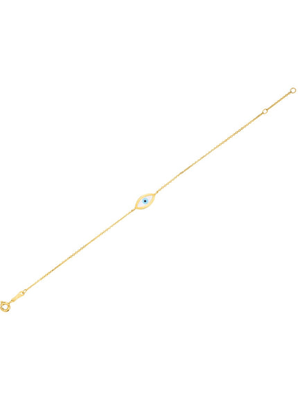 14k Yellow Gold MOP Evil Eye Bracelet