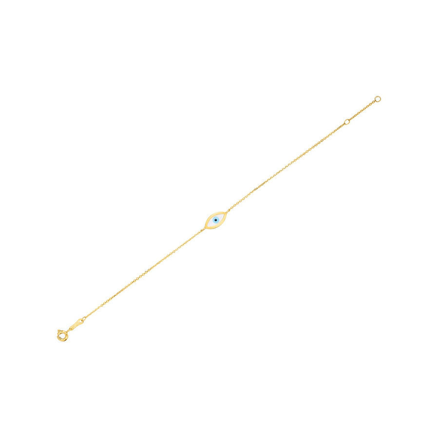 14k Yellow Gold MOP Evil Eye Bracelet