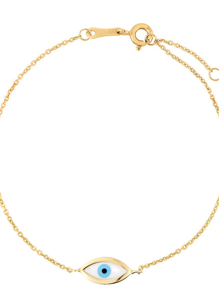14k Yellow Gold MOP Evil Eye Bracelet