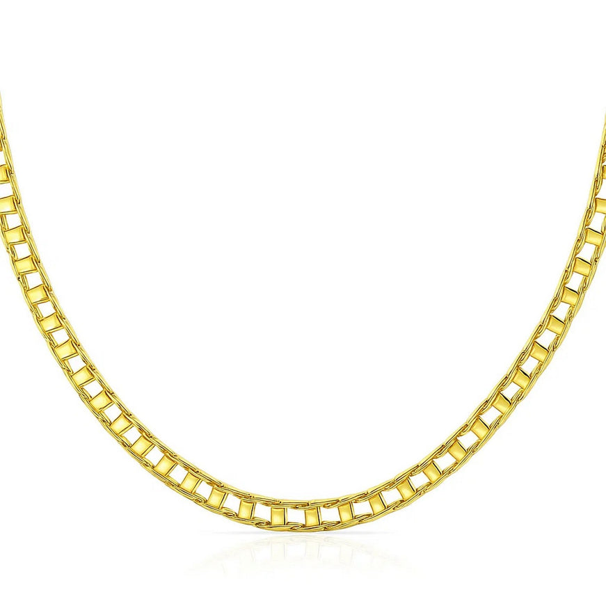 14k Yellow Gold Men's Necklace with Track Design Links