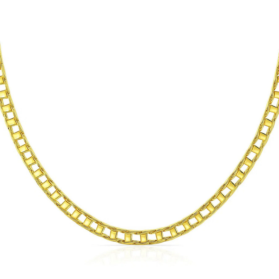 14k Yellow Gold Men's Necklace with Track Design Links