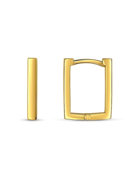 14k Yellow Gold Rectangle Huggie Hoops