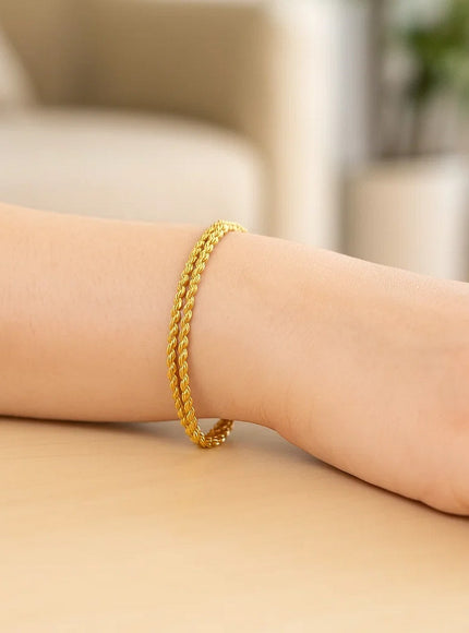 Double Rope Chain Bracelet in 10k Yellow Gold