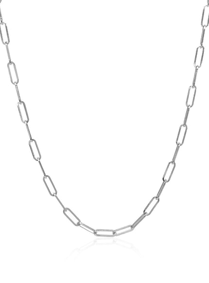 14K White Gold Delicate Paperclip Chain (2.1mm)