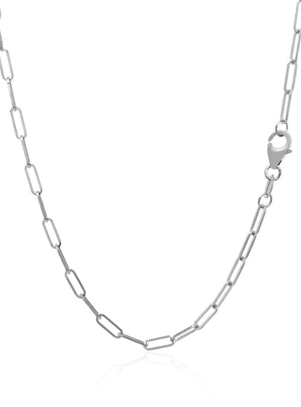 14K White Gold Delicate Paperclip Chain (2.1mm)