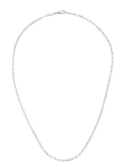 14K White Gold Delicate Paperclip Chain (2.1mm)