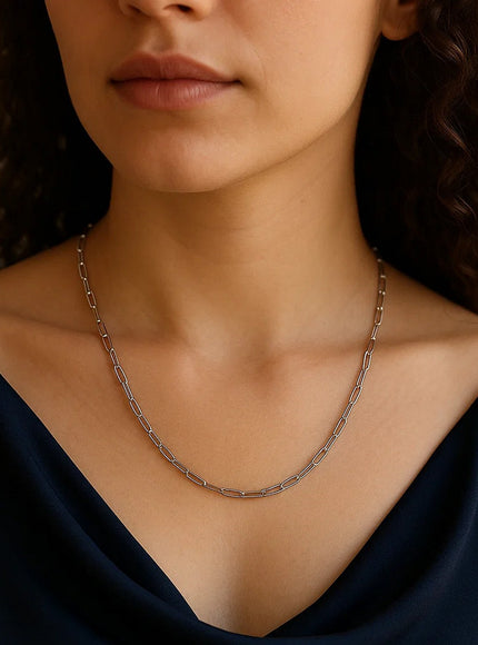 14K White Gold Delicate Paperclip Chain (2.1mm)