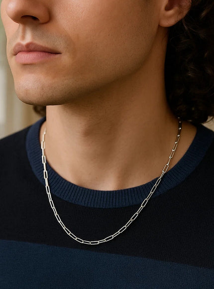 14K White Gold Delicate Paperclip Chain (2.1mm)