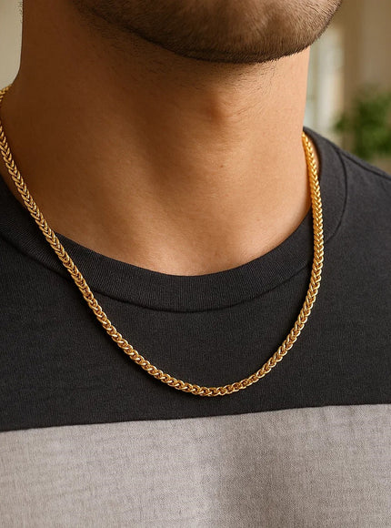 4.0mm 14k Yellow Solid Gold Diamond Cut Round Franco Chain