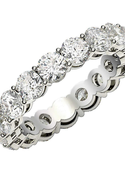 Round Cut Lab Grown Diamond Eternity Ring in 14k White Gold (3 cttw FG/VS2)