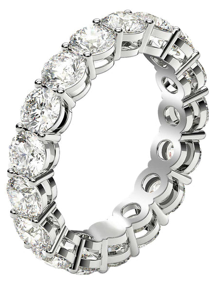 Round Cut Lab Grown Diamond Eternity Ring in 14k White Gold (3 cttw FG/VS2)