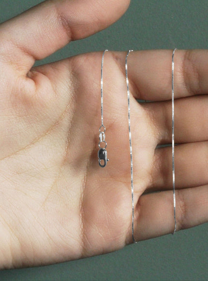 10k White Gold Classic Box Chain 0.45mm