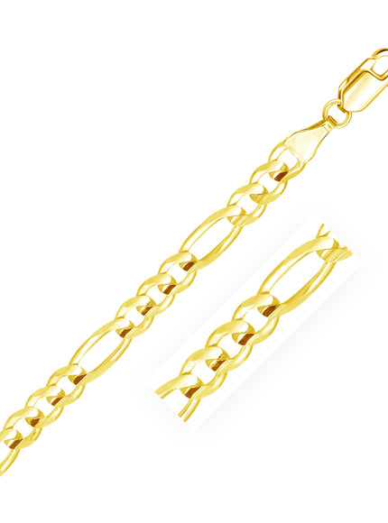 5.3mm 10k Yellow Gold Link Figaro Bracelet
