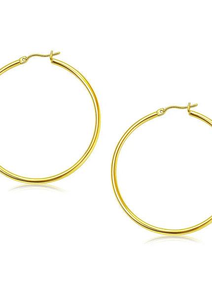 10k Yellow Gold Polished Hoop Earrings (45 mm)