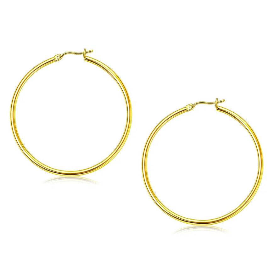 10k Yellow Gold Polished Hoop Earrings (45 mm)
