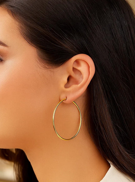 10k Yellow Gold Polished Hoop Earrings (45 mm)