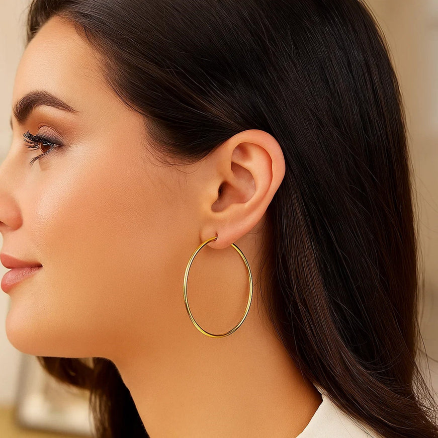 10k Yellow Gold Polished Hoop Earrings (45 mm)