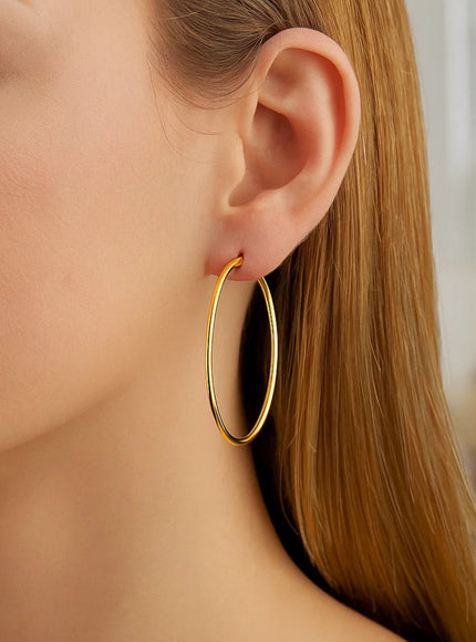 10k Yellow Gold Polished Hoop Earrings (45 mm)