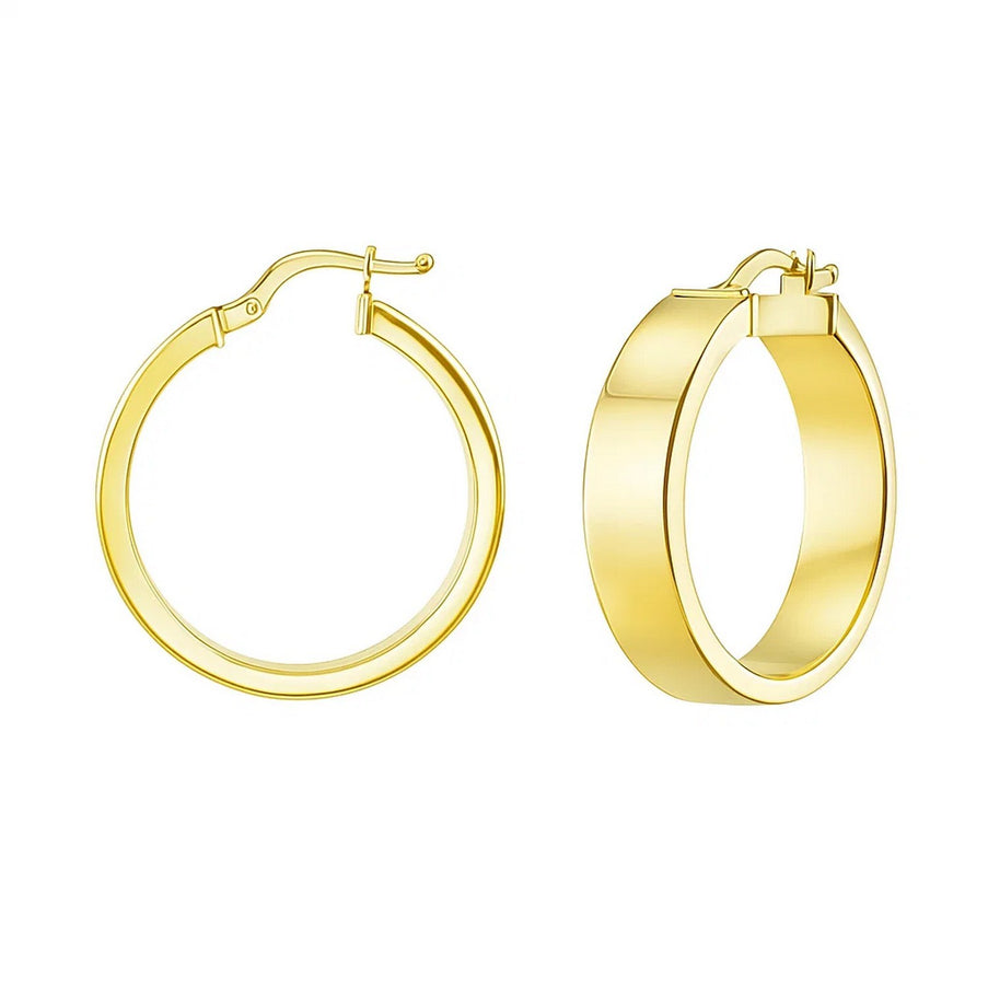 14k Yellow Gold Medium Square Tube Hoops Earrings