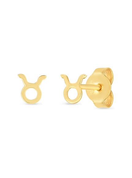 14K Yellow Gold Taurus Stud Earrings