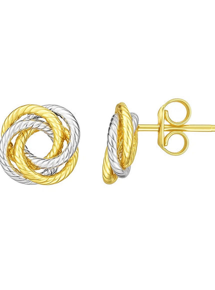 14k Two Tone Gold Love Knot Earrings
