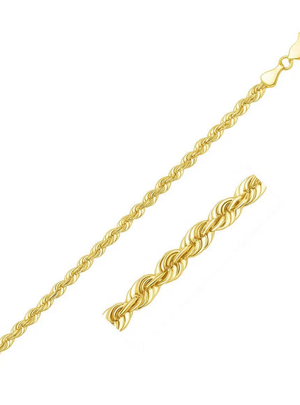 2.5mm 14k Yellow Gold Light Rope Chain
