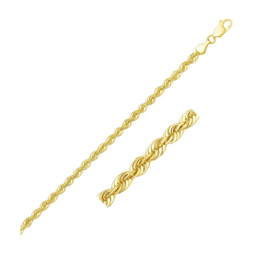 2.5mm 14k Yellow Gold Light Rope Chain