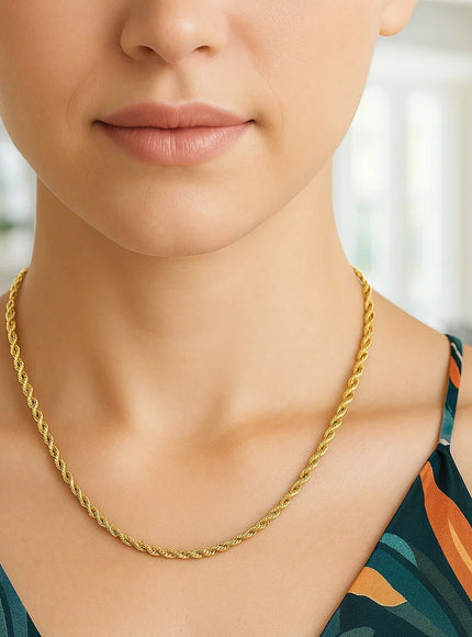 2.5mm 14k Yellow Gold Light Rope Chain