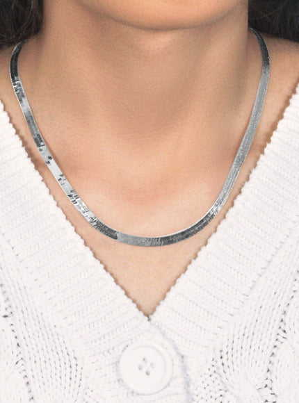 5.0mm 14k White Gold Super Flex Herringbone Chain