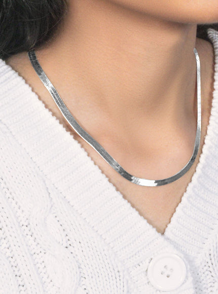 5.0mm 14k White Gold Super Flex Herringbone Chain