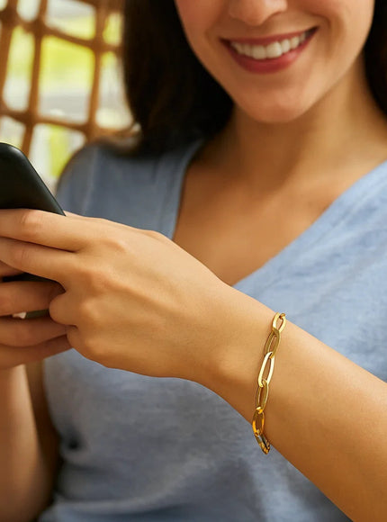 14k Yellow Gold Italian Oval Links Bracelet