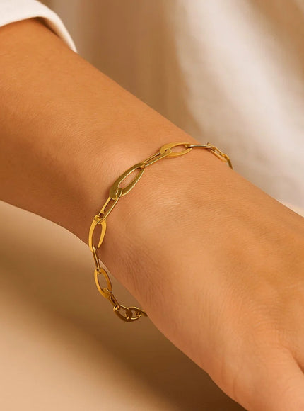 14k Yellow Gold Italian Oval Links Bracelet