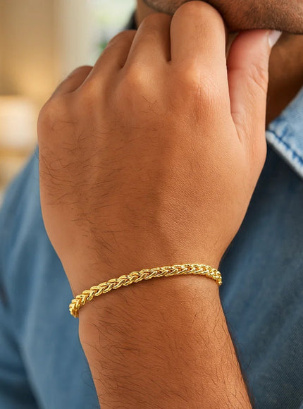 4.1mm 14k Yellow Gold Diamond Cut Round Franco Bracelet