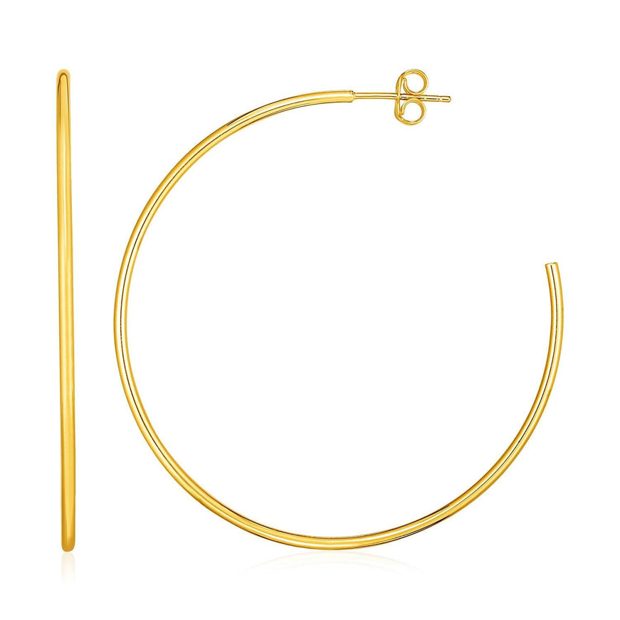 14k Yellow Gold Polished Hoop Earrings - Ellie Belle