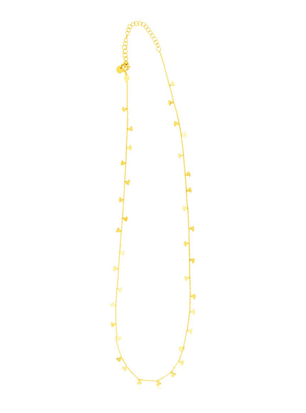 14K Yellow Gold Necklace with Dangling Hearts