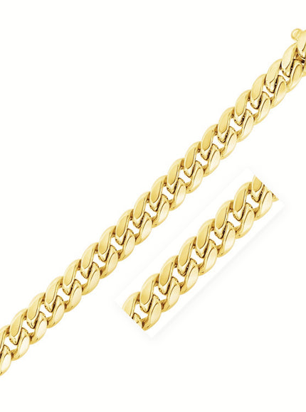 10.5mm 14k Yellow Gold Semi Solid Miami Cuban Chain