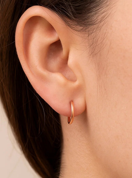 14k Rose Gold Petite Polished Round Hoop Earrings