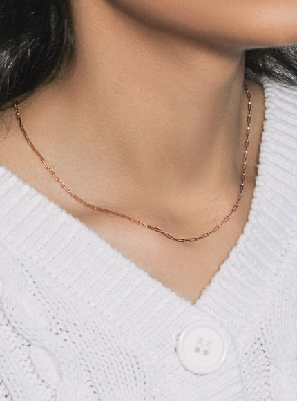 14K Rose Gold Fine Paperclip Chain (1.5mm)