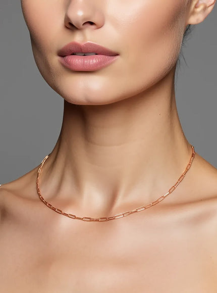 14K Rose Gold Fine Paperclip Chain (1.5mm)