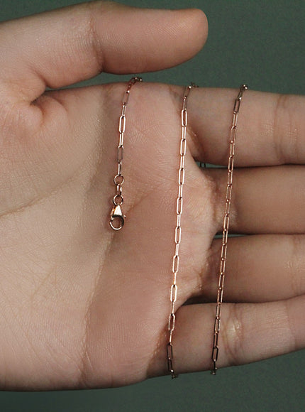 14K Rose Gold Fine Paperclip Chain (1.5mm)
