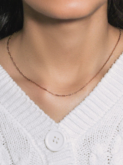 14K Rose Gold Fine Paperclip Chain (1.5mm)