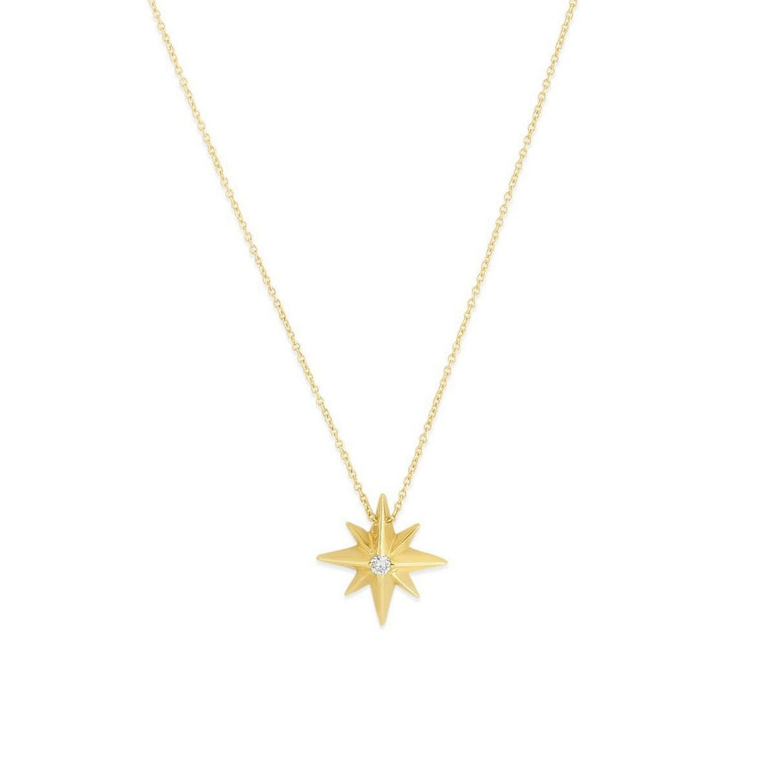 14k Yellow Gold High Polish North Star Necklace