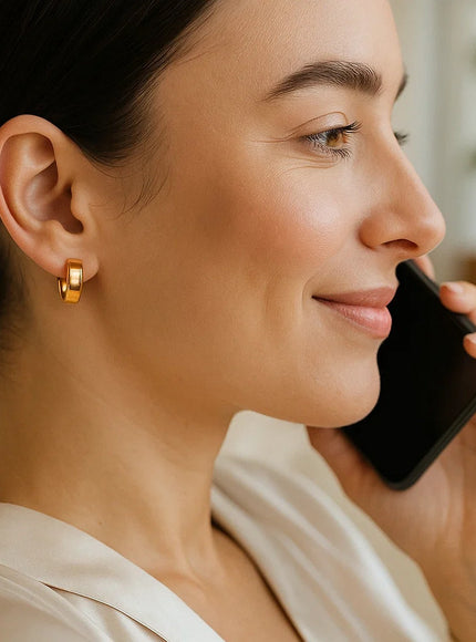 Small Tube Shaped Hoop Earrings in 14K Yellow Gold