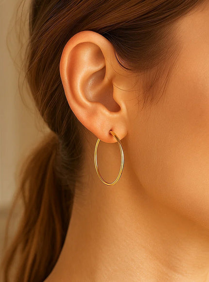 10k Yellow Gold Polished Hoop Earrings (30 mm)