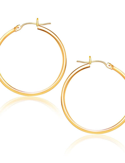10k Yellow Gold Polished Hoop Earrings (25 mm) - Ellie Belle